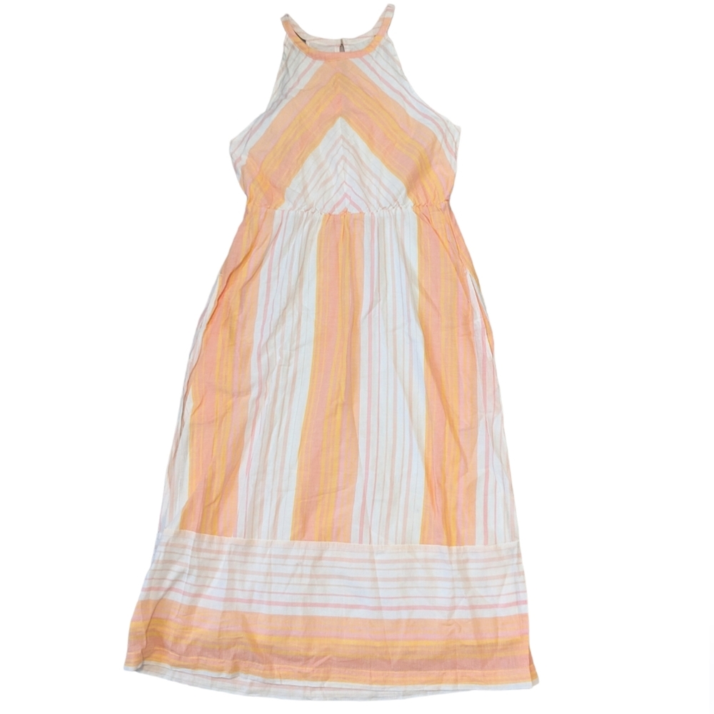 Carve Designs 100% Organic Cotton Mabel Dress Guava Sunrise Stripe Small